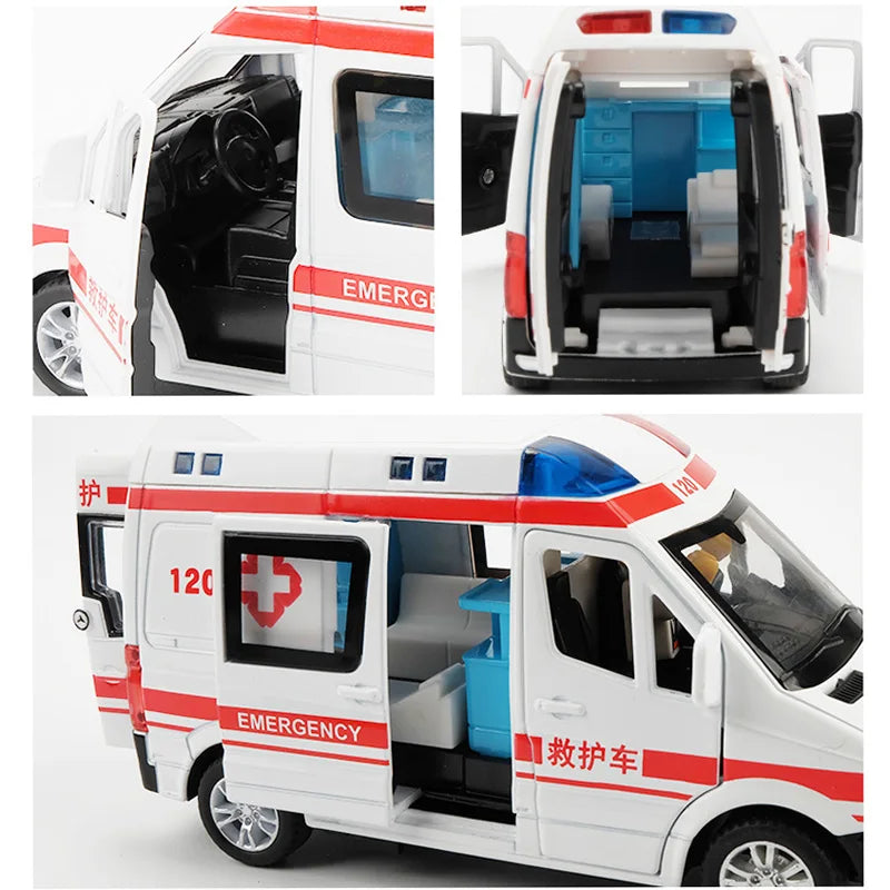 City Hospital Rescue Ambulance Diecast Toy with Light and Sound - ToylandEU