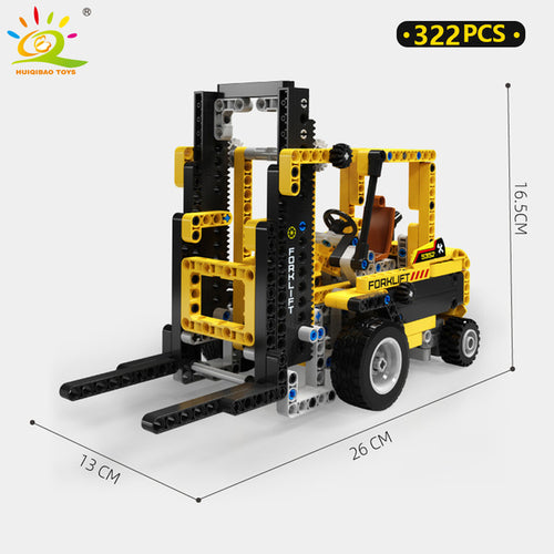 HQB Engineering Bulldozer Crane Dump Truck Building Kit ToylandEU.com Toyland EU
