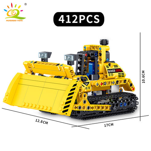 HQB Engineering Bulldozer Crane Dump Truck Building Kit ToylandEU.com Toyland EU