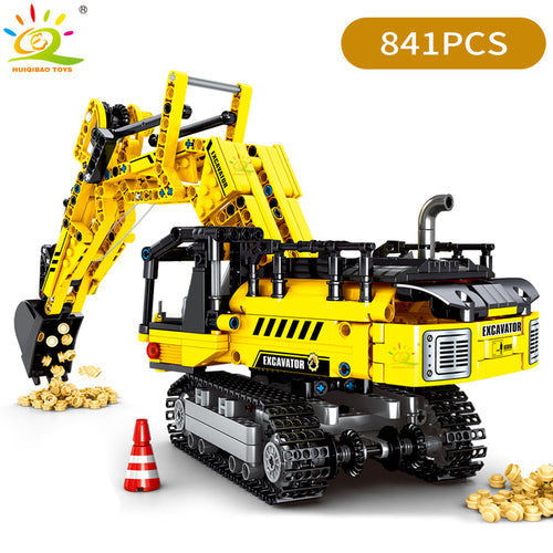 HQB Engineering Bulldozer Crane Dump Truck Building Kit ToylandEU.com Toyland EU