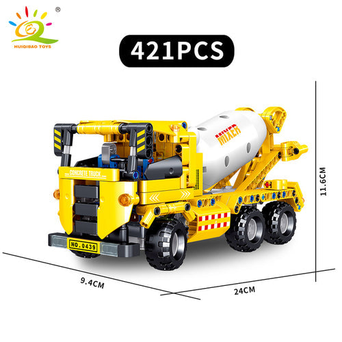 HQB Engineering Bulldozer Crane Dump Truck Building Kit ToylandEU.com Toyland EU