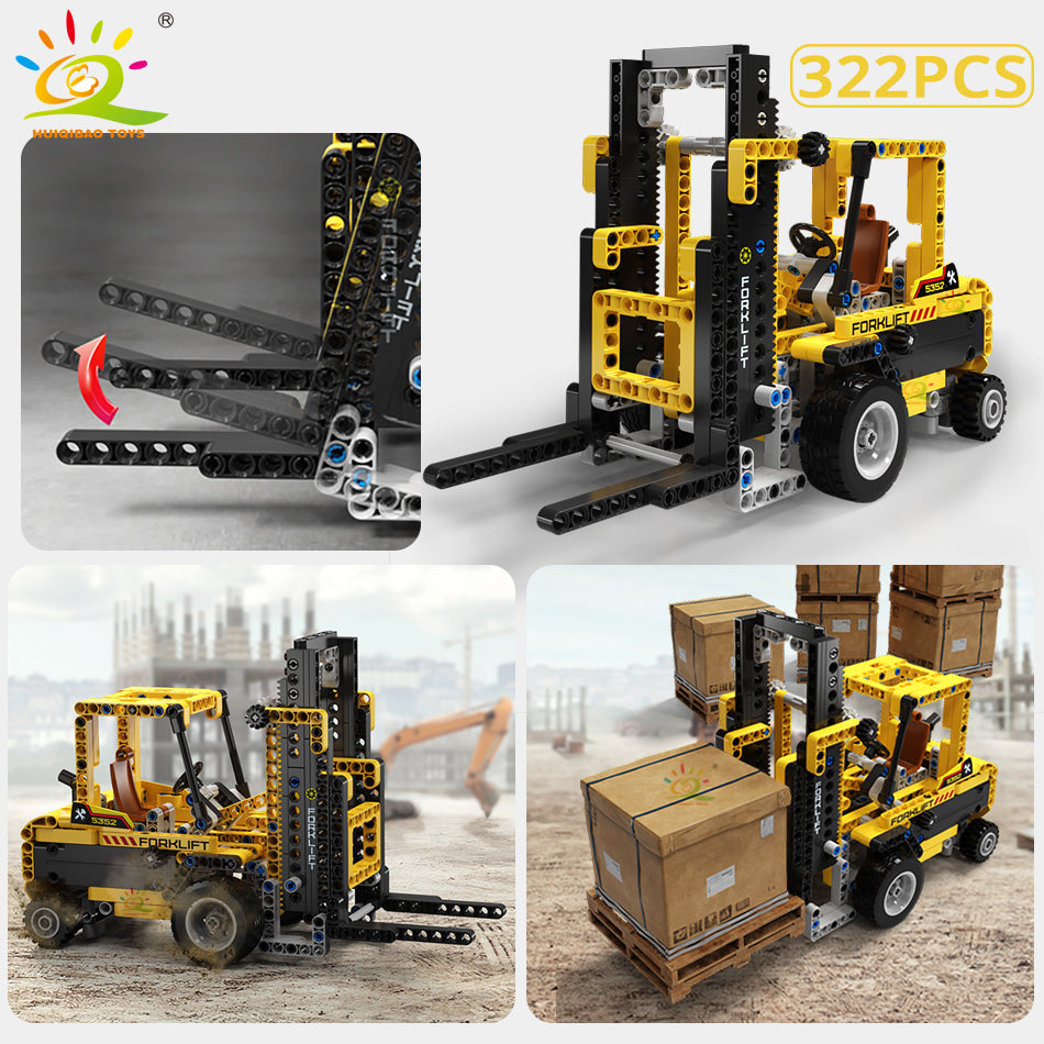 HQB Engineering Bulldozer Crane Dump Truck Building Kit - ToylandEU