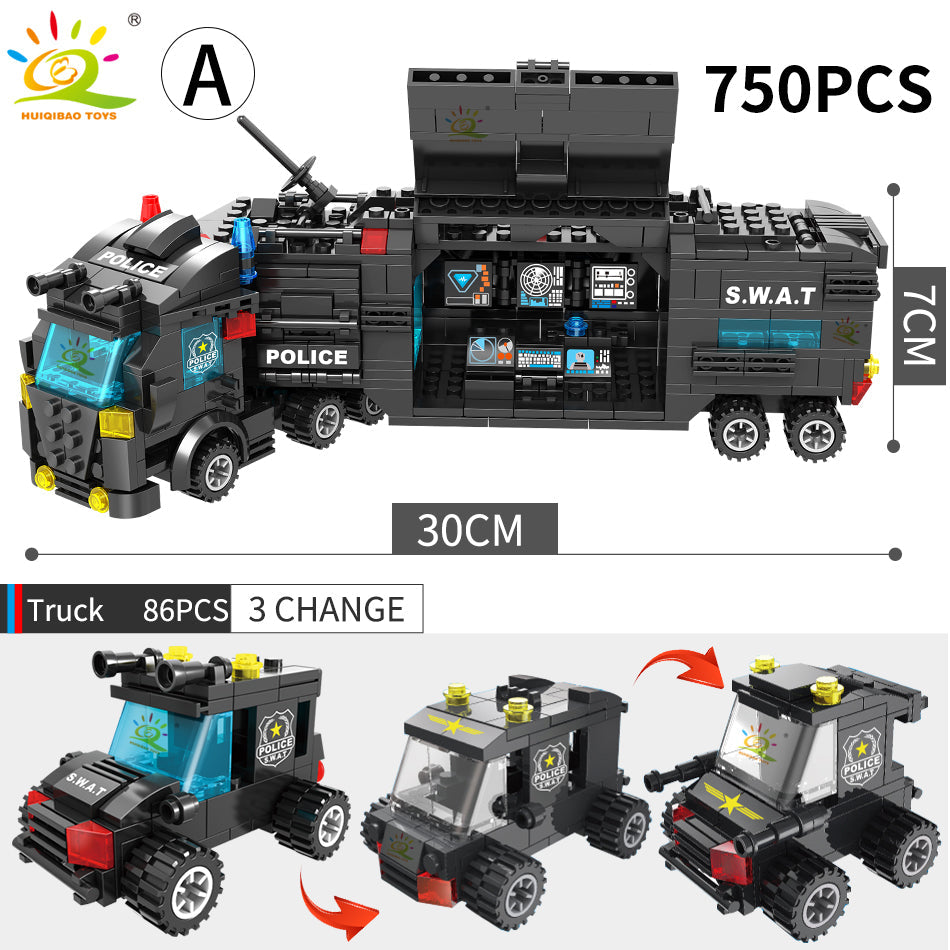 SWAT Police Station Truck Model Building Blocks - 750pcs Educational Toy - ToylandEU
