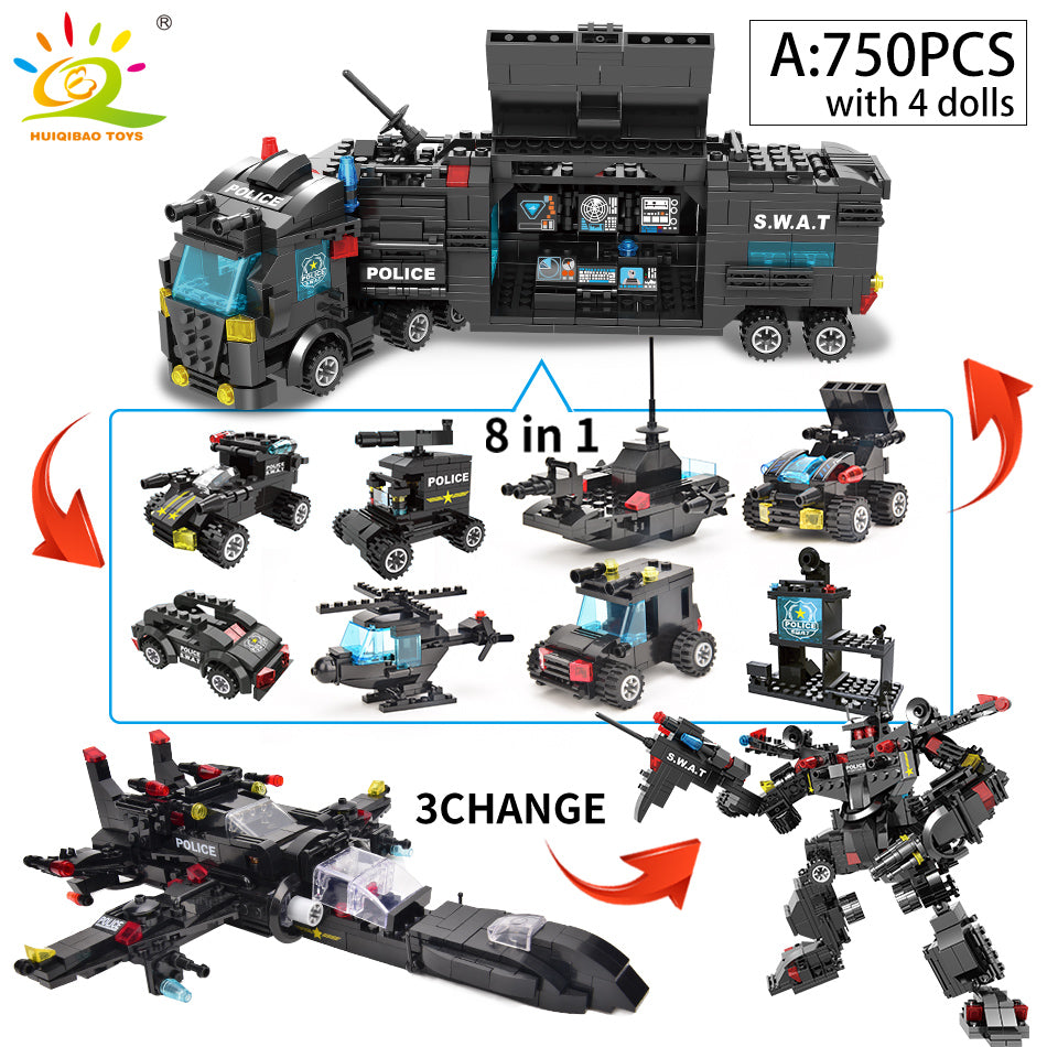 SWAT Police Station Truck Model Building Blocks - 750pcs Educational Toy - ToylandEU