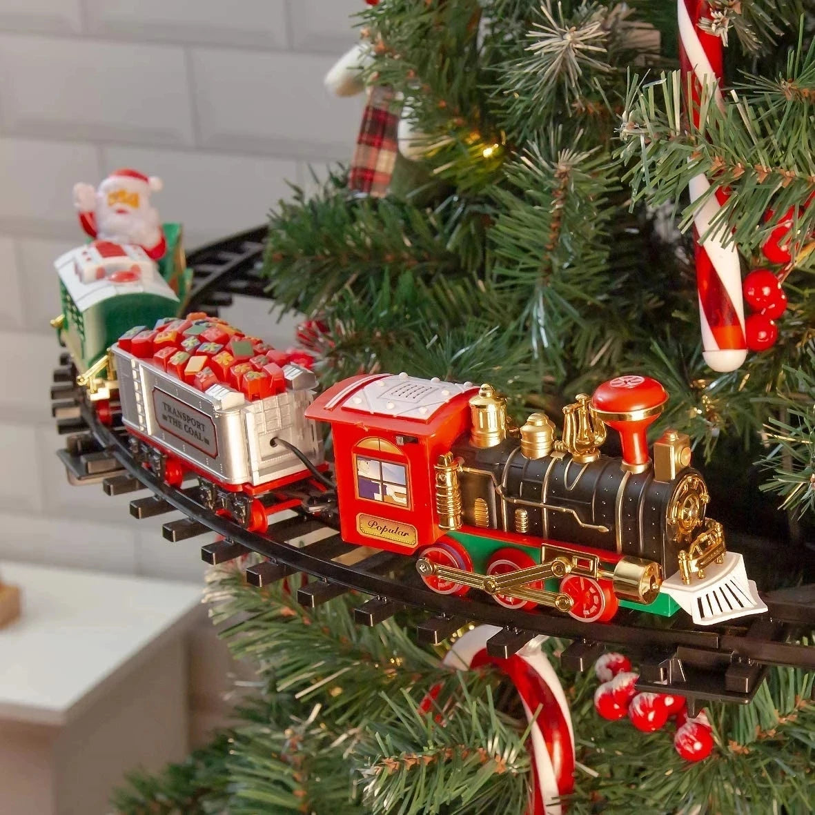 Battery Operated Train With Sound And Light For Christmas Tree