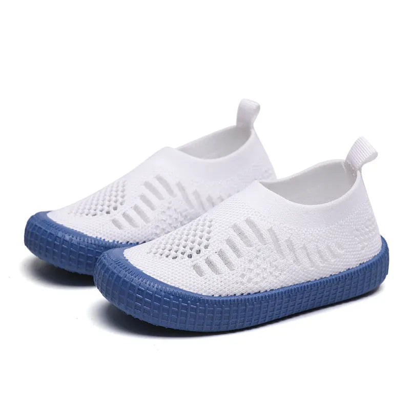 Fashionable Breathable Kids Sneakers in White with Cut-outs
