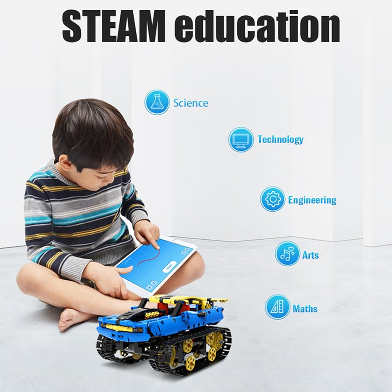 RC Racing Car Building Blocks Toy with Remote Control for Off-road Military Tank Model - Educational Gift for Children - ToylandEU