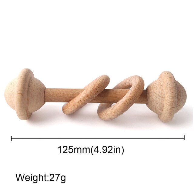 Wooden Teether Rattle Montessori Activity Gym Toy for Babies Toyland EU