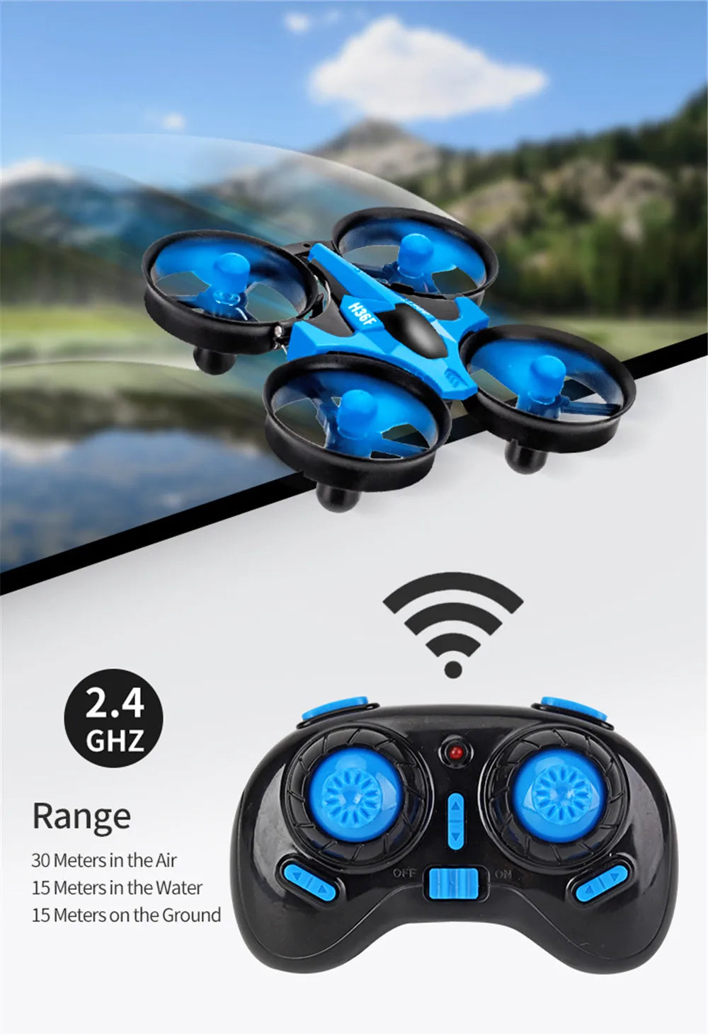 RC JJRC H36F 3-in-1 EPP Flying Boat and Land RC Quadcopter Drone with Detachable Design and One Key Return - RTF Toys for Kids and Boys Gift