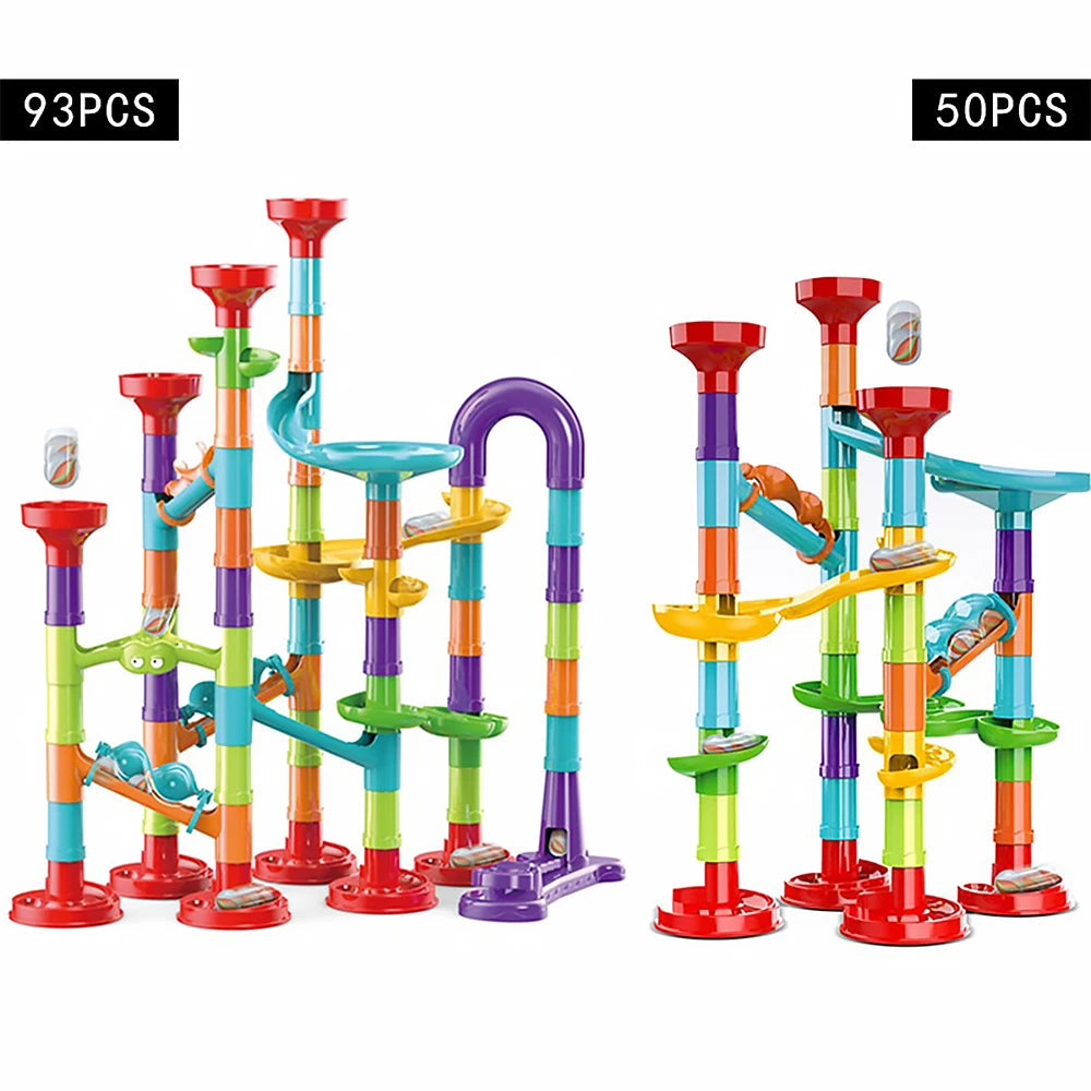 3D Slide Runway Race Building Blocks Electric Marble Run Childrens - ToylandEU