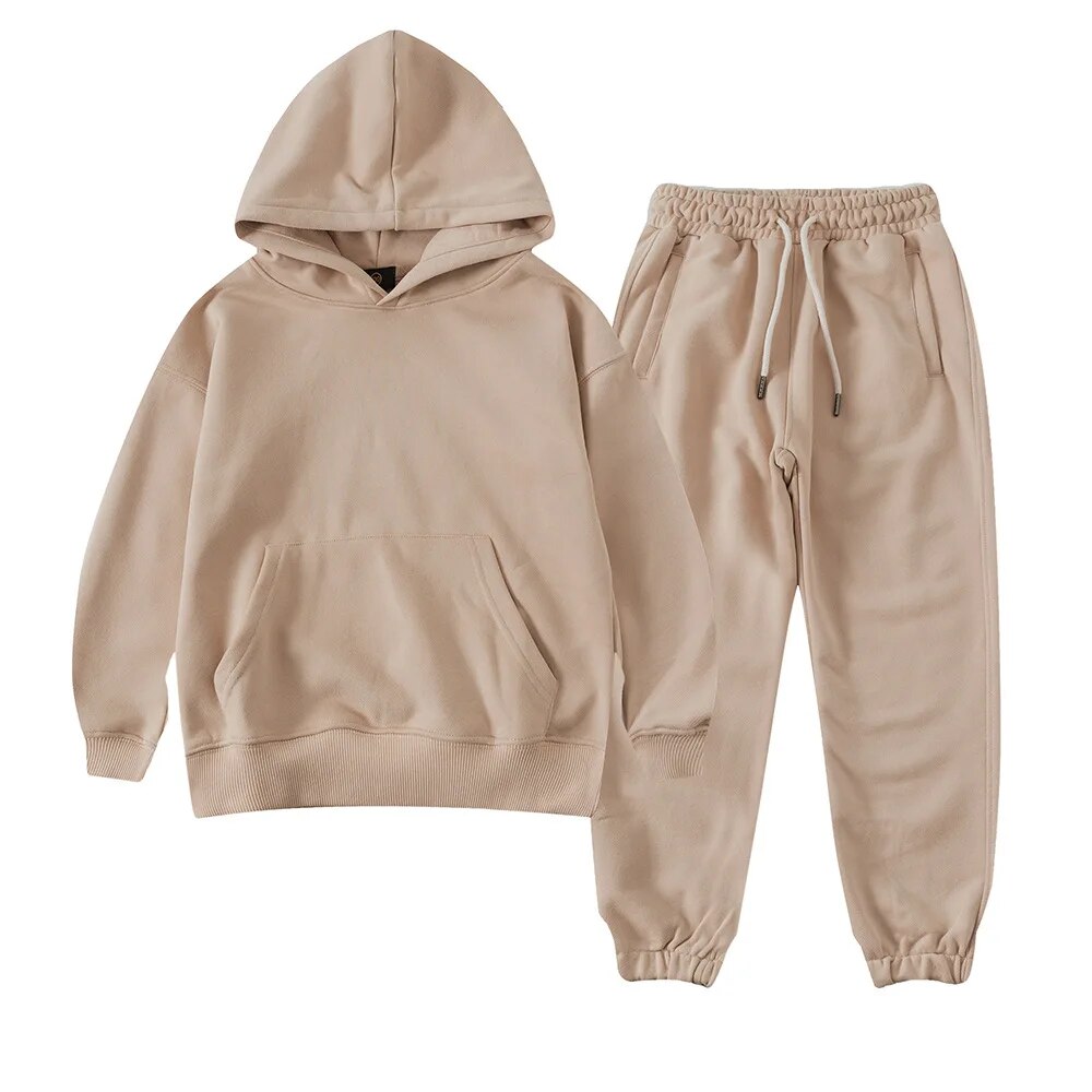 Autumn Kids Solid Color Tracksuit Hoodie - ToylandEU