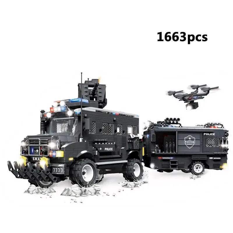 Premium Lego Compatible Building Blocks Set Multi Vehicle City Police Station Bus Car Helicopter Army Trucks For Kids - ToylandEU