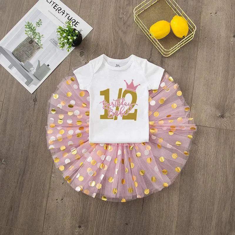 Half Birthday Cake Smash Outfit For Baby Girls Tutu Set - ToylandEU