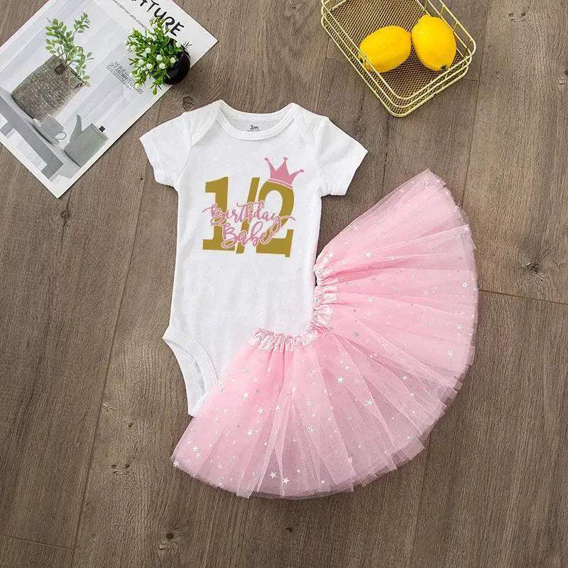 Half Birthday Cake Smash Outfit For Baby Girls Tutu Set - ToylandEU