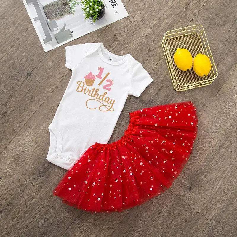 Half Birthday Cake Smash Outfit For Baby Girls Tutu Set - ToylandEU