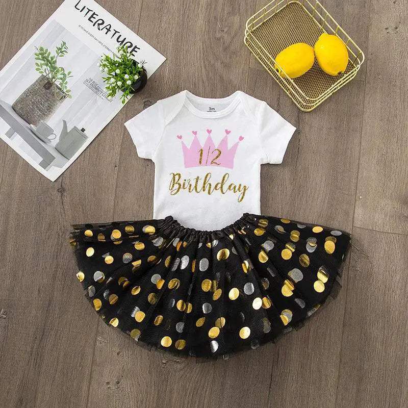 Half Birthday Cake Smash Outfit For Baby Girls Tutu Set - ToylandEU