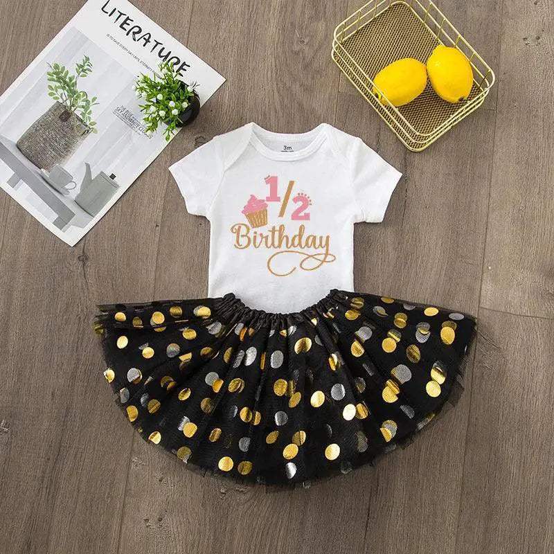 Half Birthday Cake Smash Outfit For Baby Girls Tutu Set - ToylandEU