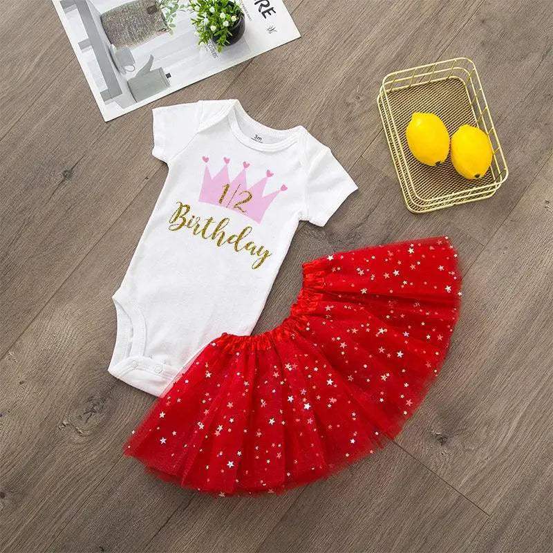 Half Birthday Cake Smash Outfit For Baby Girls Tutu Set - ToylandEU