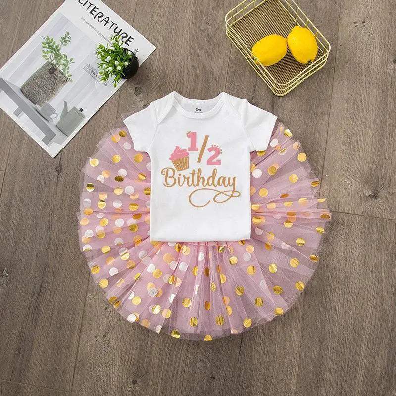 Half Birthday Cake Smash Outfit For Baby Girls Tutu Set - ToylandEU