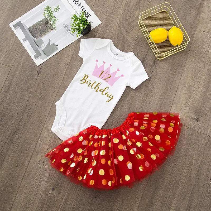 Half Birthday Cake Smash Outfit For Baby Girls Tutu Set - ToylandEU