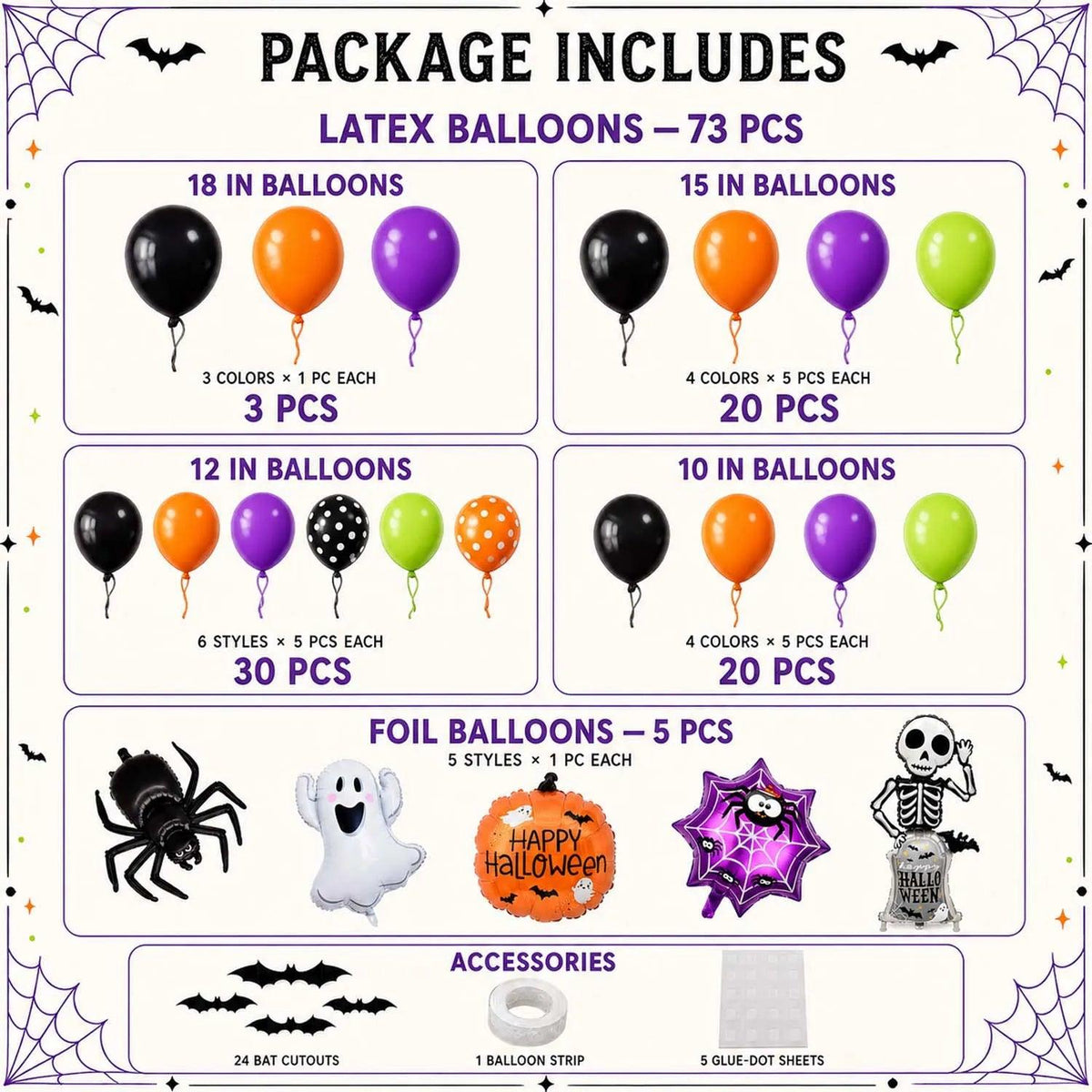 Halloween Balloon Garland Kit | 108pc Set | Toylandeu™