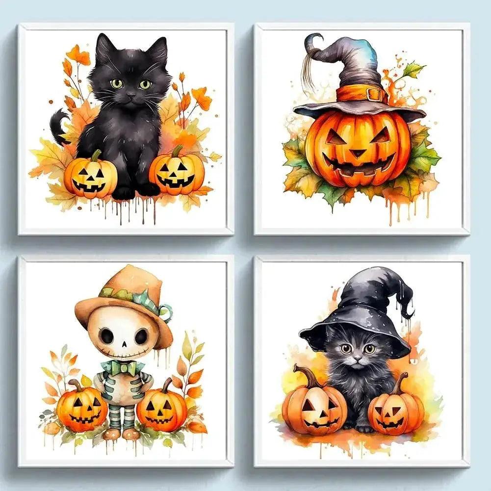  Halloween Cat-Shaped 5D Cross Stitch Kit - DIY Pumpkin Needle Art Craft for Wall Decoration, Perfect 2025 Gift for Adults -  ToylandEU™