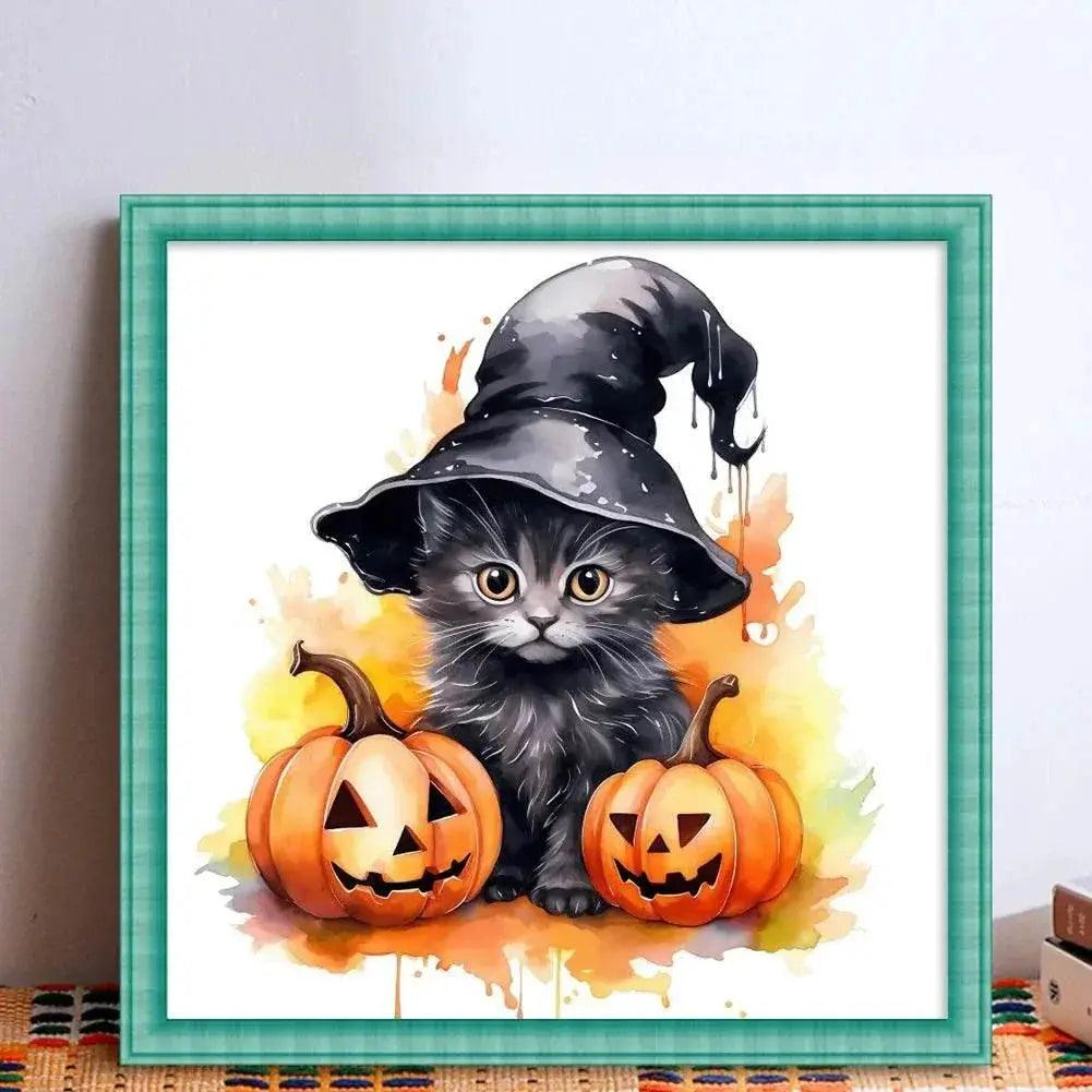  Halloween Cat-Shaped 5D Cross Stitch Kit - DIY Pumpkin Needle Art Craft for Wall Decoration, Perfect 2025 Gift for Adults -  ToylandEU™