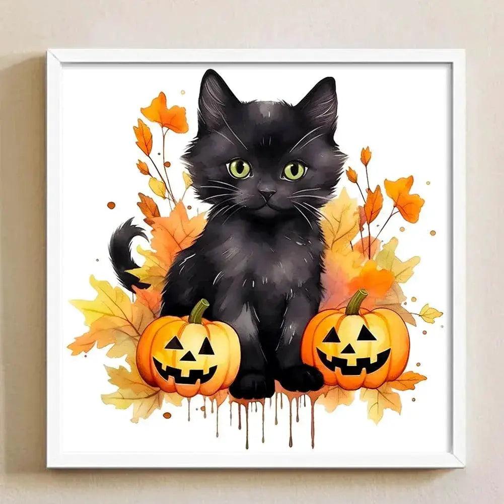  Halloween Cat-Shaped 5D Cross Stitch Kit - DIY Pumpkin Needle Art Craft for Wall Decoration, Perfect 2025 Gift for Adults -  ToylandEU™