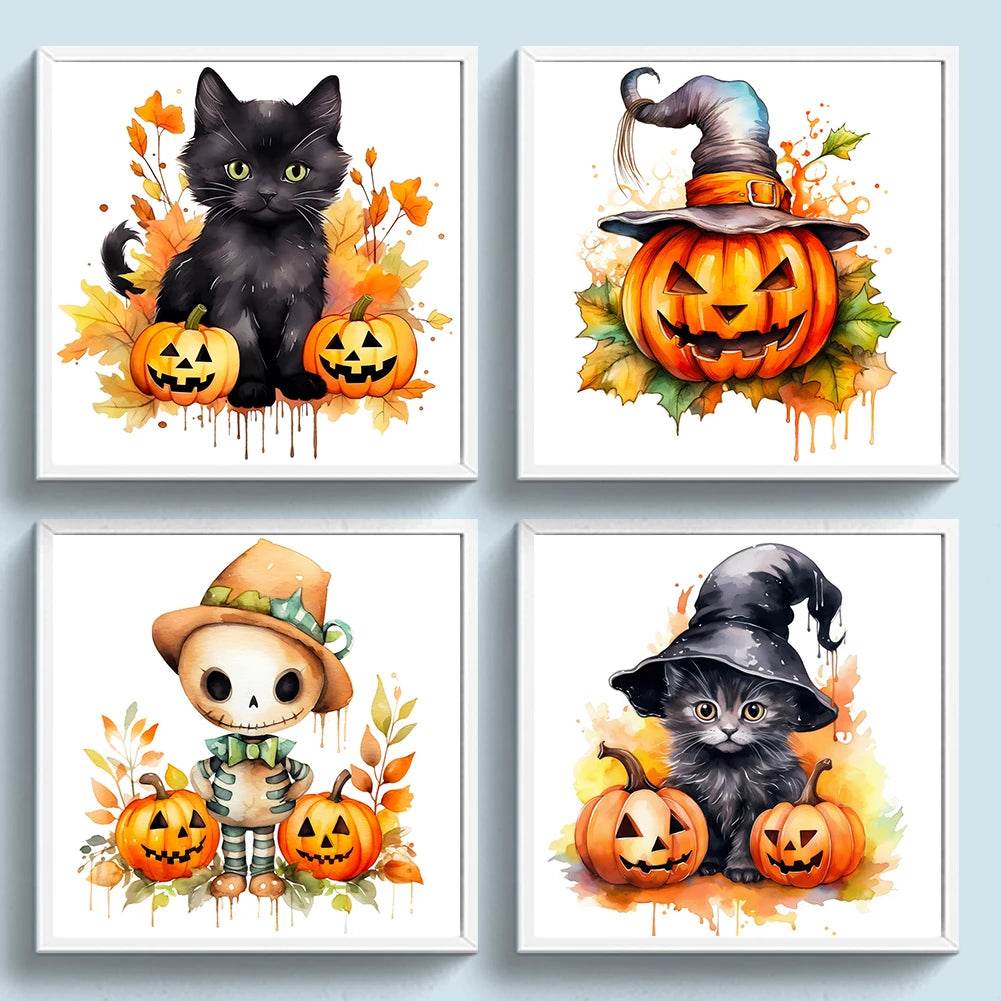Halloween Cat-Shaped 5D Cross Stitch Kit - DIY Pumpkin Needle Art Craft for Wall Decoration, Perfect 2025 Gift for Adults - ToylandEU