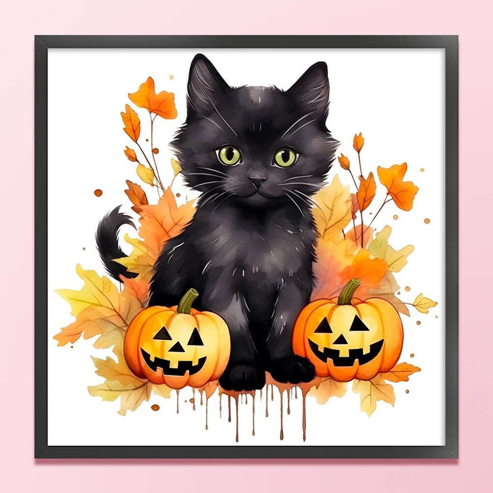 Halloween Cat-Shaped 5D Cross Stitch Kit - DIY Pumpkin Needle Art Craft for Wall Decoration, Perfect 2025 Gift for Adults - ToylandEU