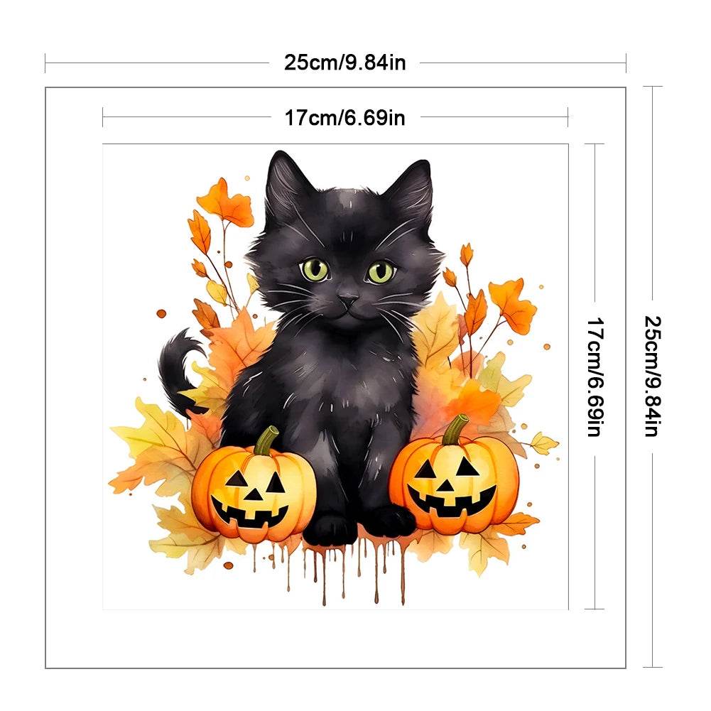 Halloween Cat-Shaped 5D Cross Stitch Kit - DIY Pumpkin Needle Art Craft for Wall Decoration, Perfect 2025 Gift for Adults - ToylandEU