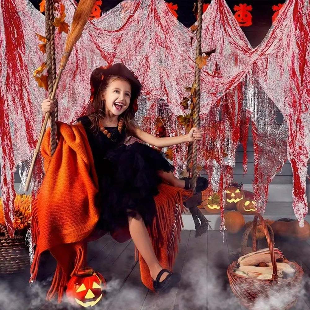 Halloween Gauze Curtain | Blood Stained Pattern | Toylandeu™