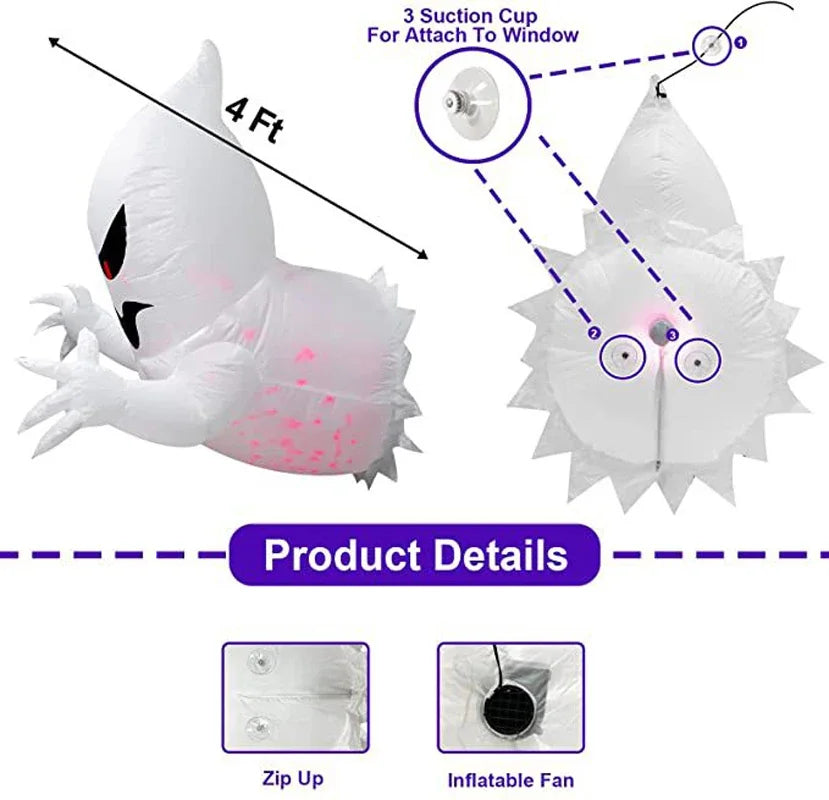 Halloween Inflatable Ghost with Blower Fast Inflate Outdoor Decoration - ToylandEU
