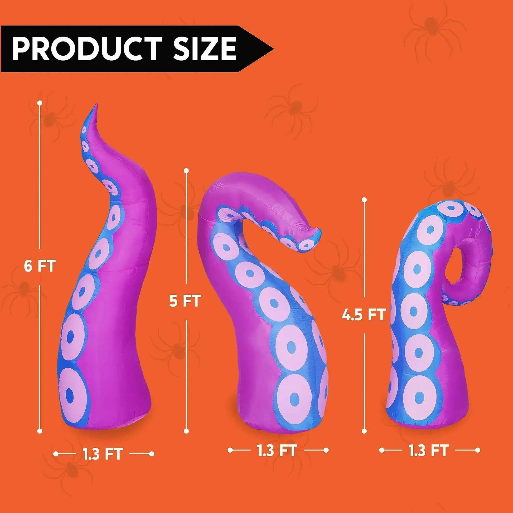 Halloween Inflatable Octopus Tentacles Trio With LEDs For Windows - ToylandEU