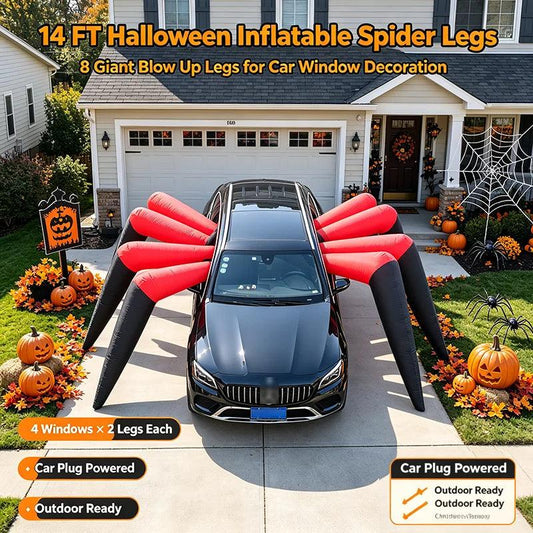Halloween Inflatable Spider Legs | 14Ft 8LED Lights | Toylandeu™