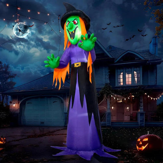Halloween Inflatable Witch | 12ft LED Outdoor Decor | Toylandeu™