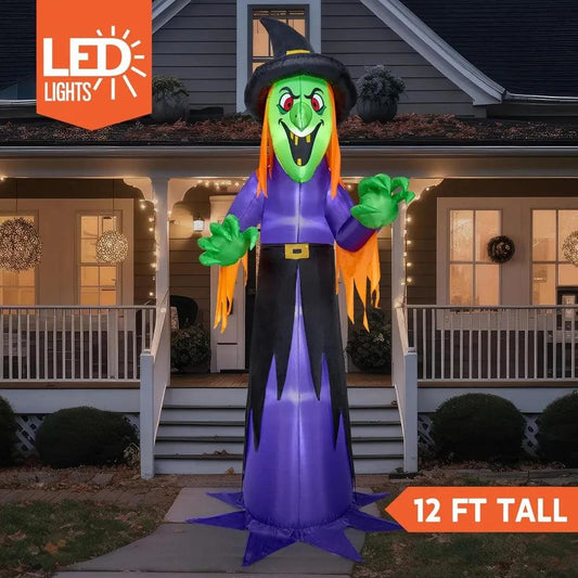 Halloween Inflatable Witch | 12ft LED Outdoor Decor | Toylandeu™