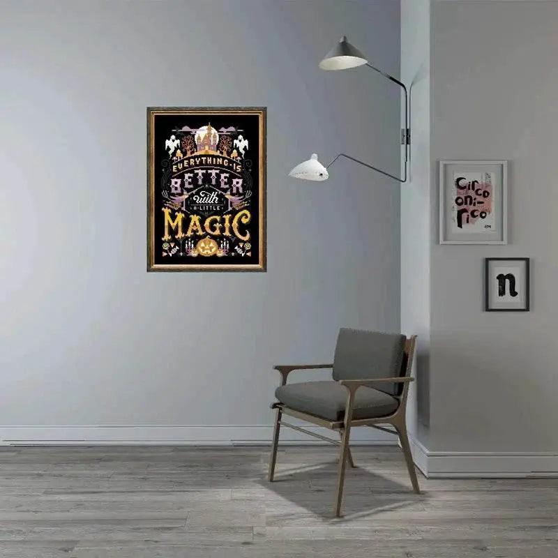  Halloween Magic Night Cross Stitch Kit - Cartoon Design with Cotton Threads on Black Canvas for DIY Embroidery -  ToylandEU™