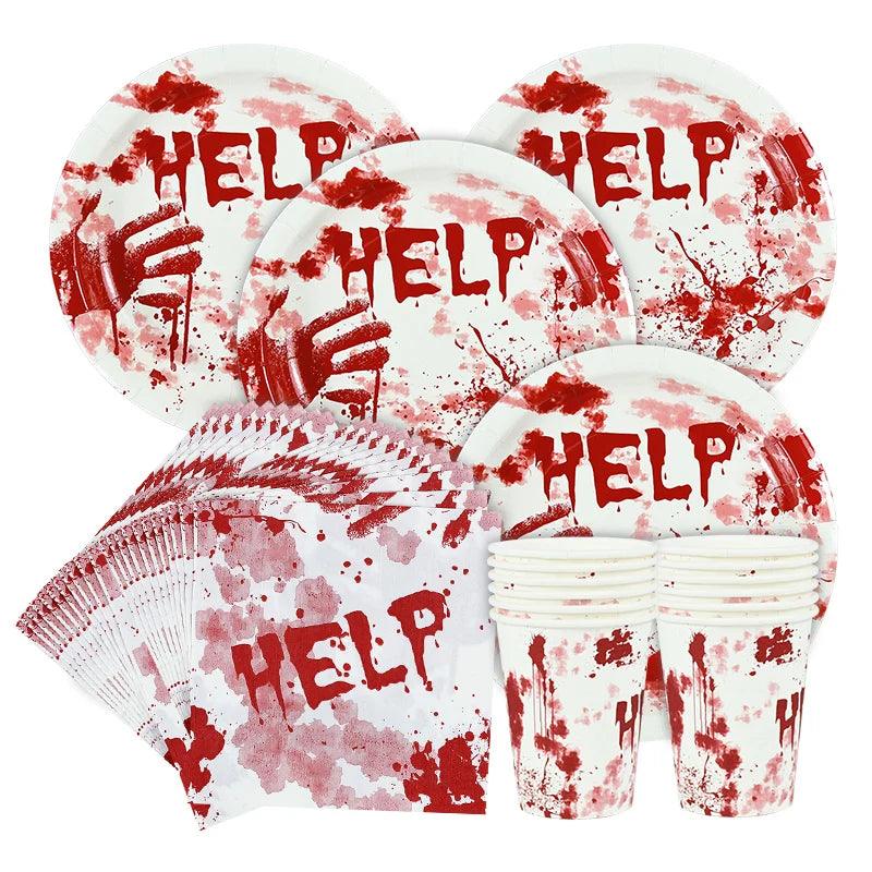 Halloween Paper Plates With Blood Handprint | Toylandeu