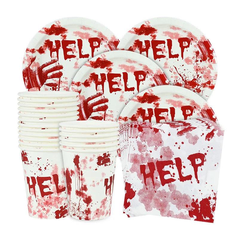 Halloween Paper Plates With Blood Handprint | Toylandeu