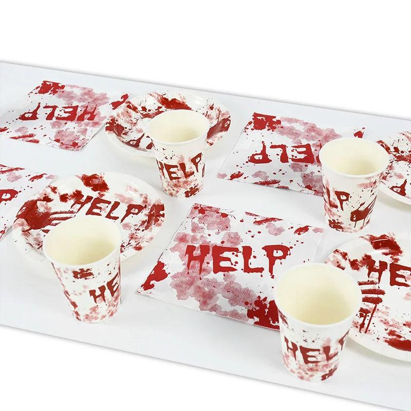 Halloween Paper Plates With Blood Handprint | Toylandeu