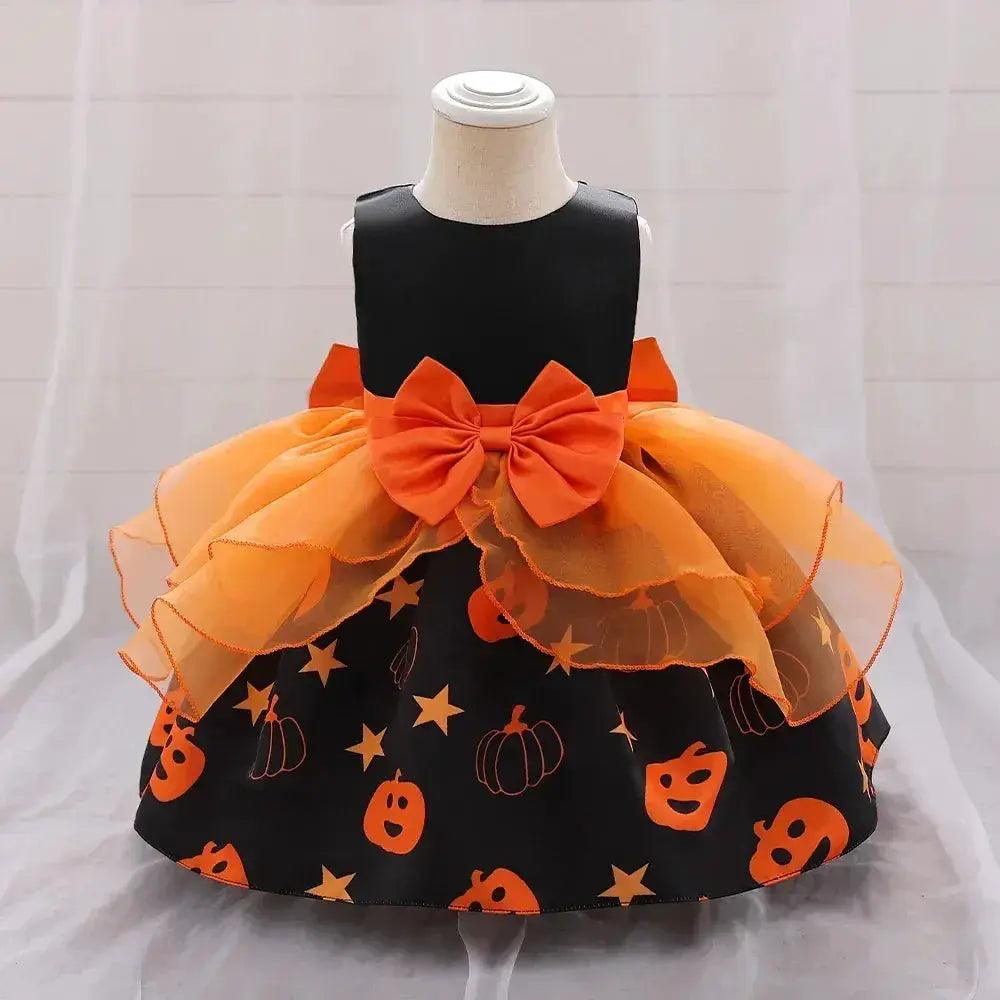  Halloween Pumpkin Toddler Girl Costume Dress With Bow -  ToylandEU™