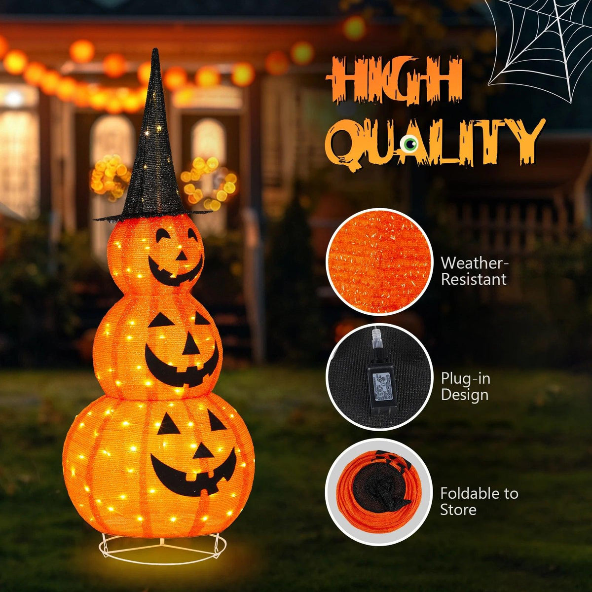 Halloween Pumpkins | 5 Ft Tall Outdoor Decor | Toylandeu™