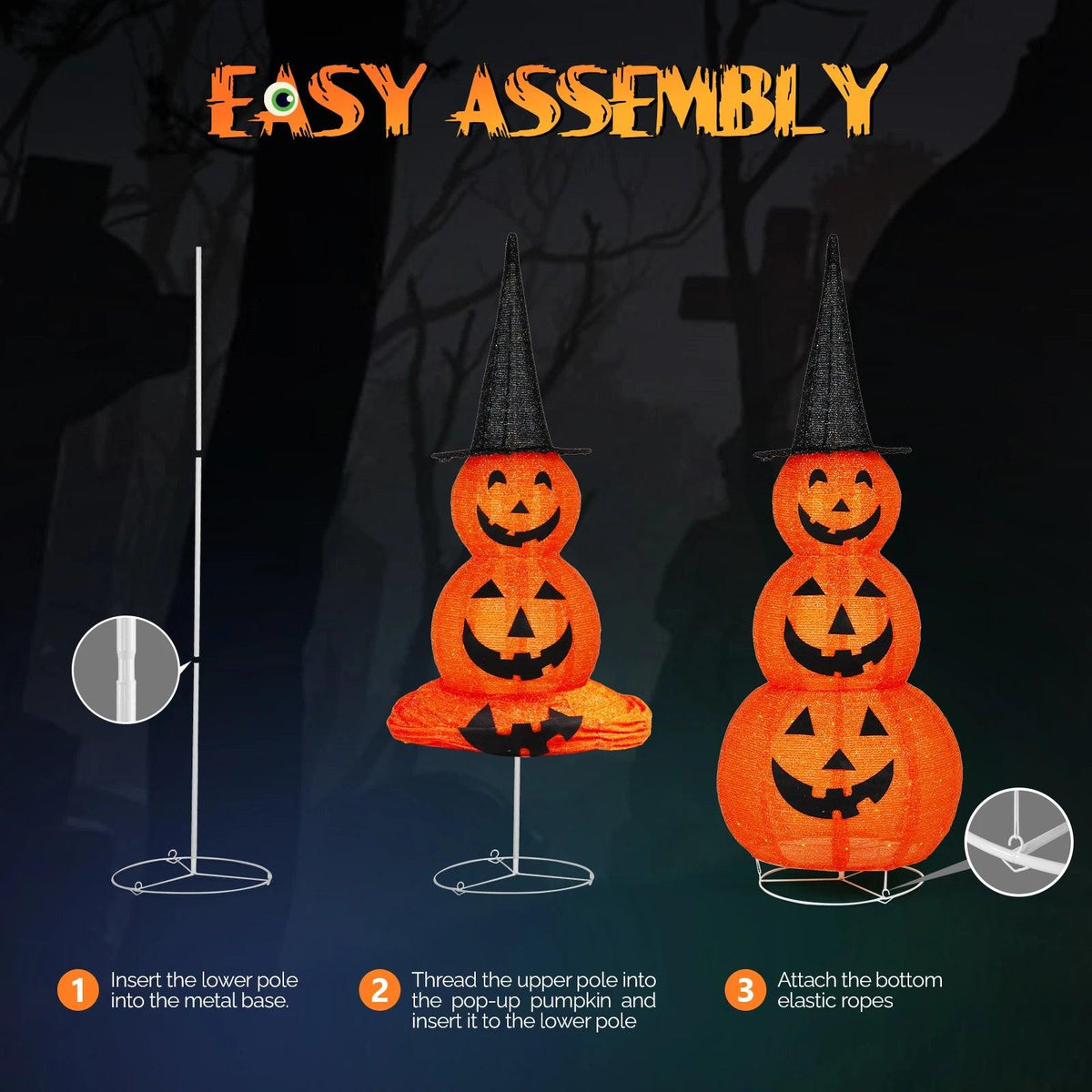 Halloween Pumpkins | 5 Ft Tall Outdoor Decor | Toylandeu™