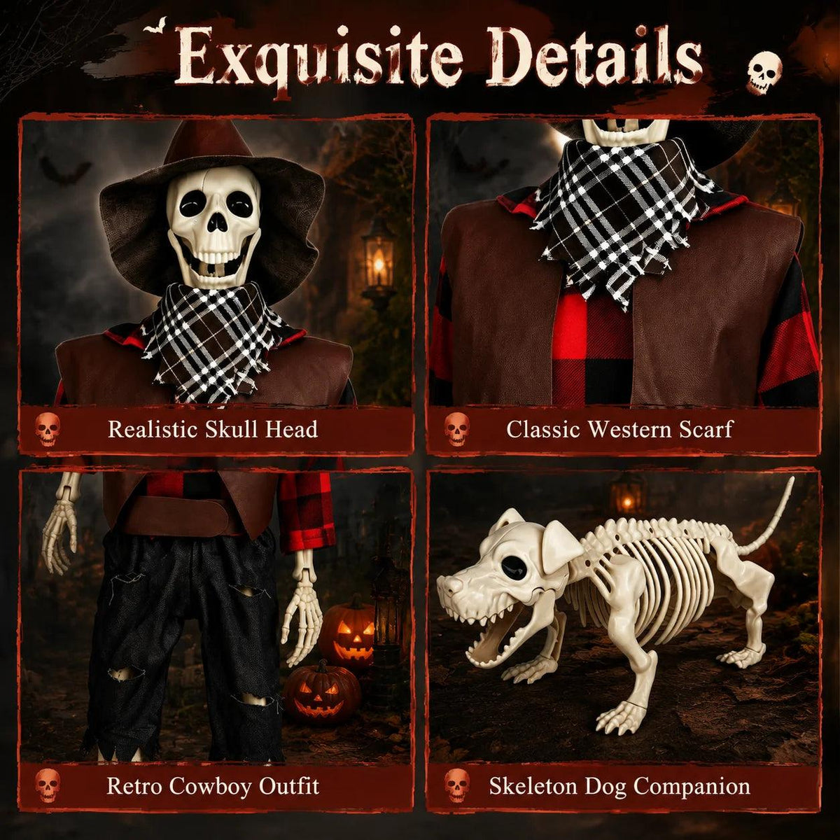 Halloween Skeleton | 36-Inch Posable Cowboy | Toylandeu™
