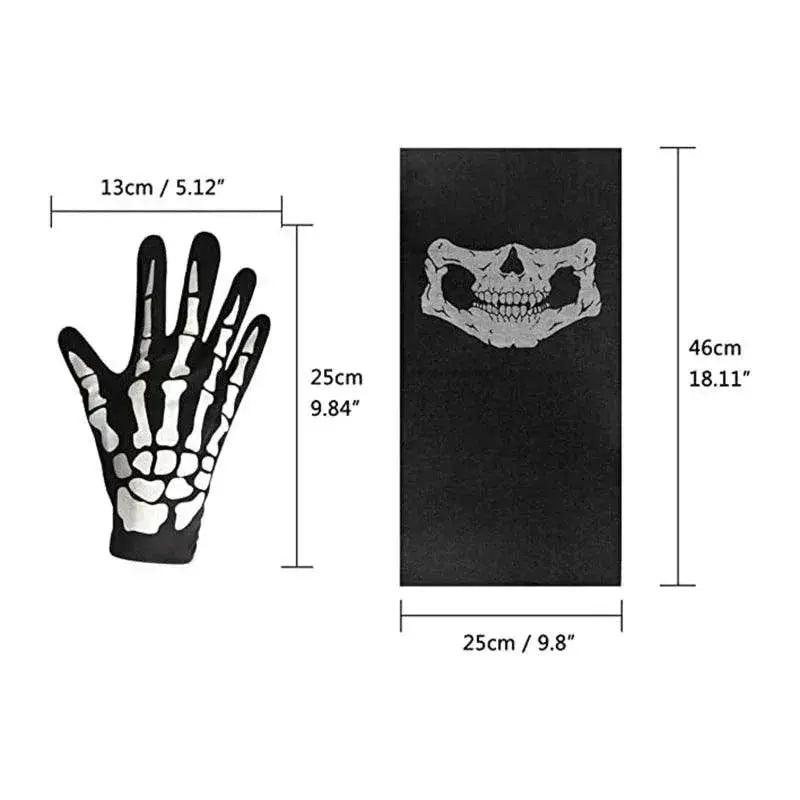  Halloween Skeleton Gloves and Skull Face Mask Set Indoor Outdoor Party Face Cover Scary Horror Atmosphere Props Gift -  ToylandEU™