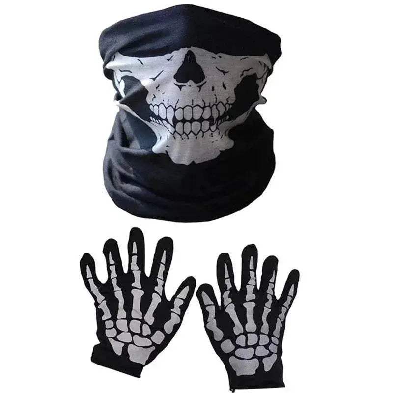 Halloween Skeleton Gloves and Skull Face Mask Set Indoor Outdoor Party Face Cover Scary Horror Atmosphere Props Gift - ToylandEU