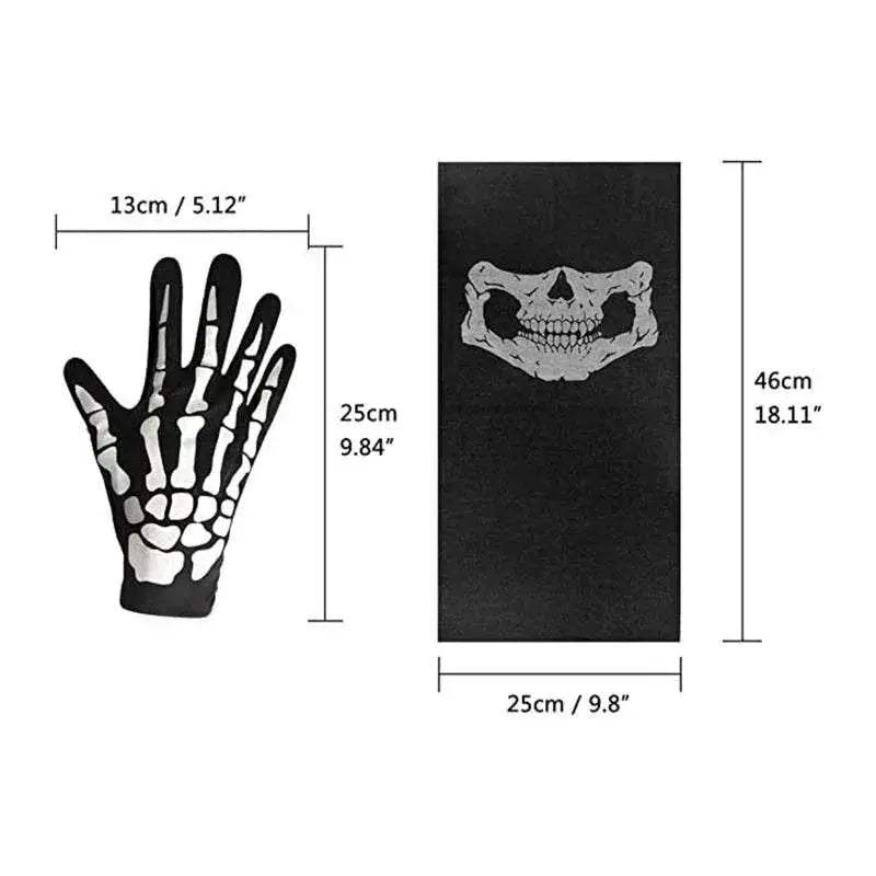Halloween Skeleton Gloves and Skull Face Mask Set Indoor Outdoor Party Face Cover Scary Horror Atmosphere Props Gift - ToylandEU