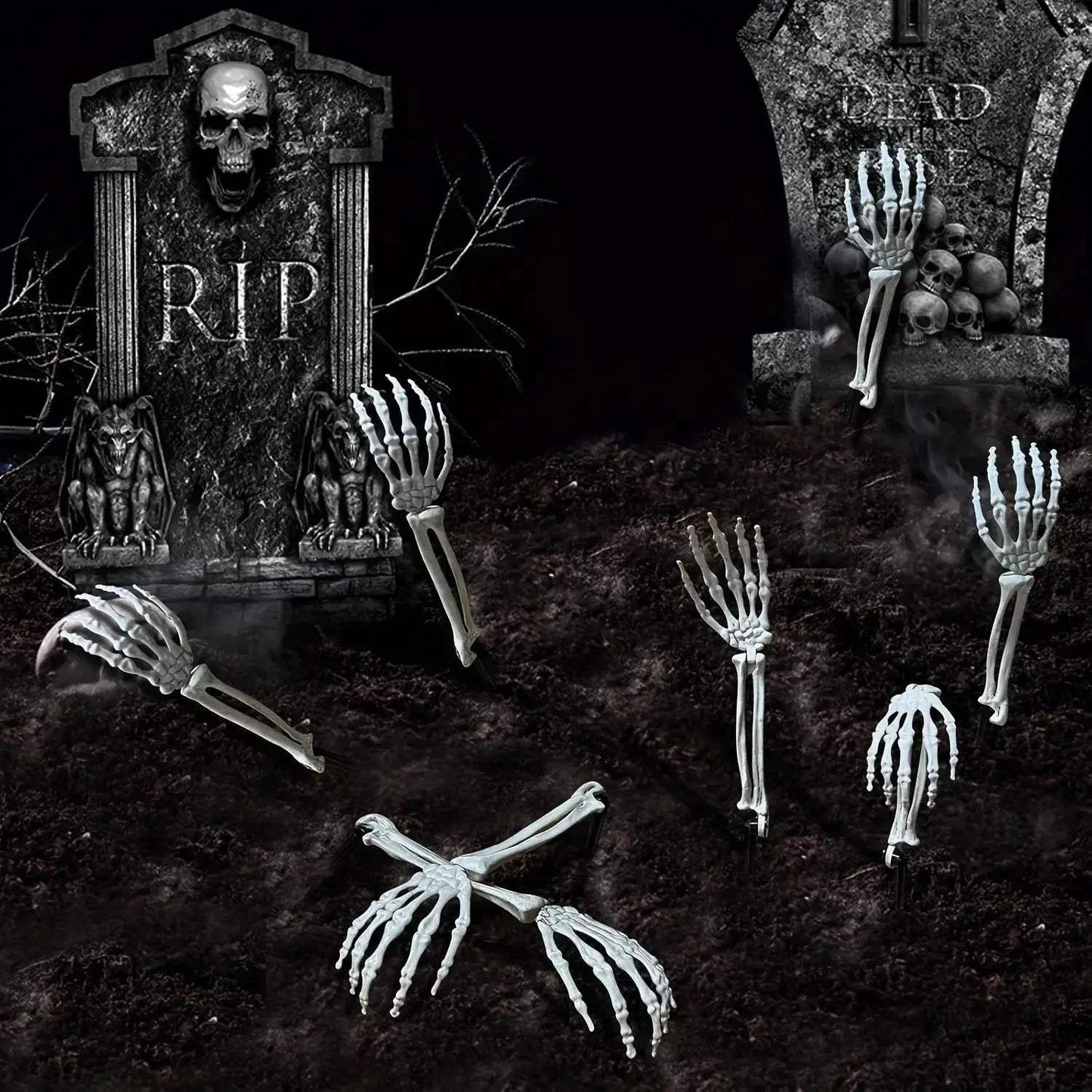 Halloween Skeleton Ground Stakes With Skull And Hand Decor - ToylandEU