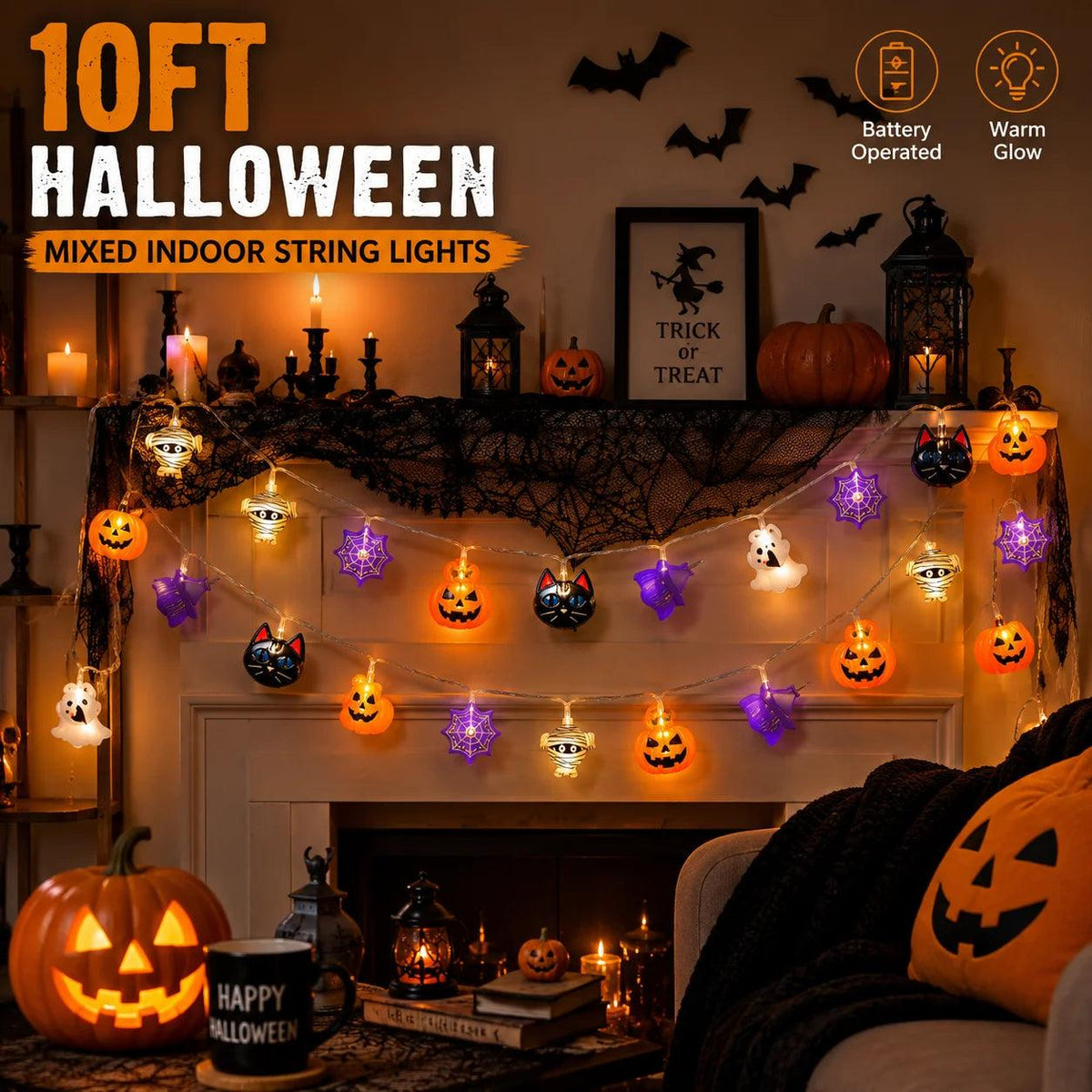 Halloween String Lights | 20 LED Warm White | Toylandeu™